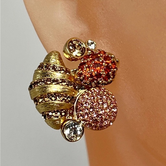 Kate Spade Gold and Red-Pink Earrings NWT Dust Bag Included - Picture 3 of 8